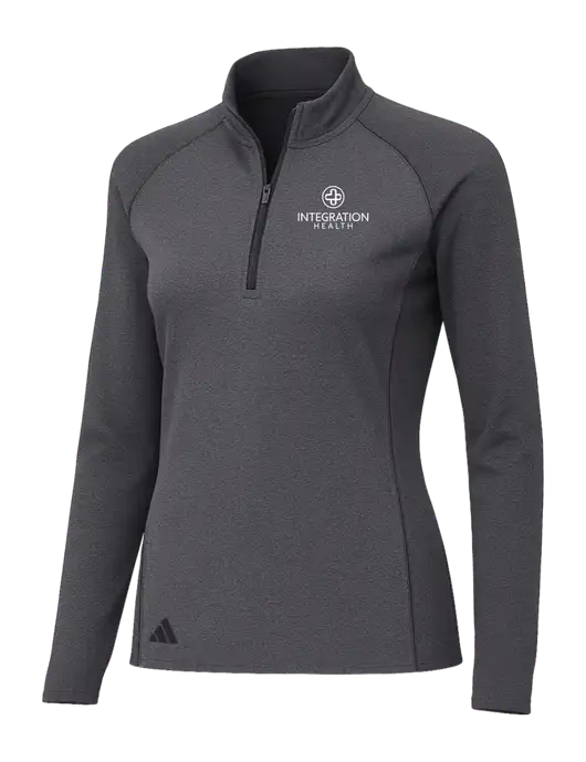 Adidas Womens Black Melange Space Dyed Quarter-Zip Pullover  w/Integration Health Logo