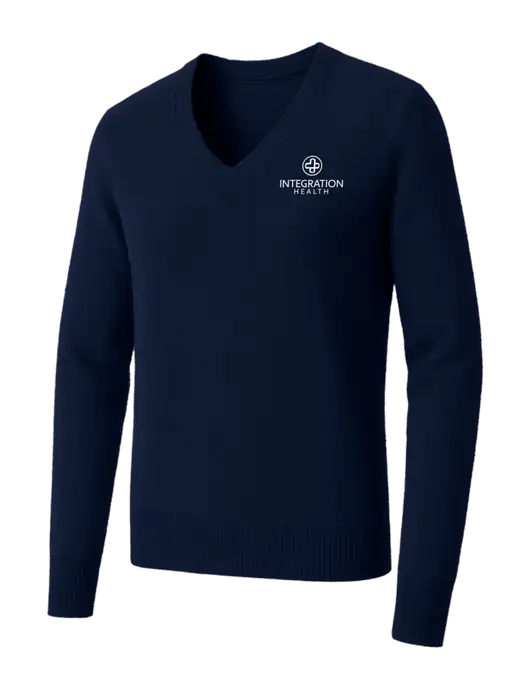 Brooks Brothers Womens Navy Washable Merino V-Neck Sweater w/Integration Health Logo