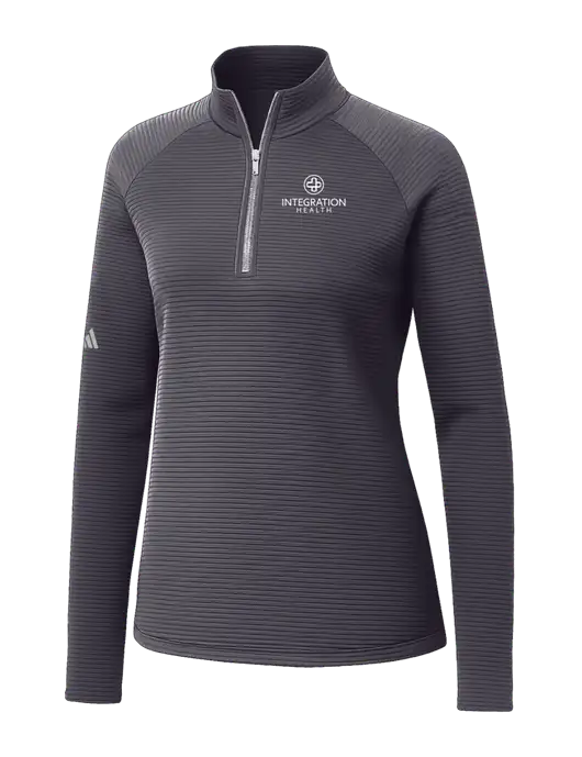 Adidas Womens Medium Grey Spacer Quarter-Zip Pullover  w/Integration Health Logo