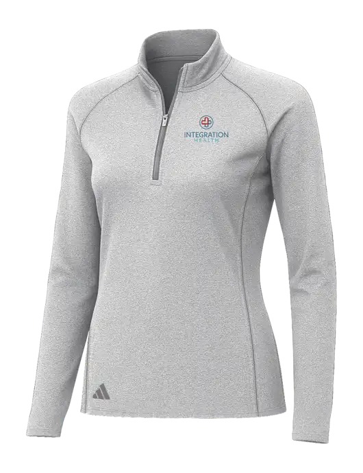 Adidas Womens Light Grey Heather Space Dyed Quarter-Zip Pullover  w/Integration Health Logo