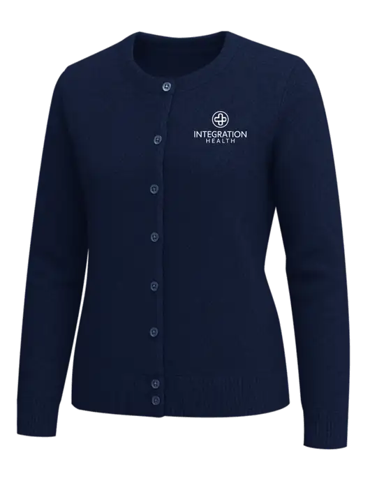Brooks Brothers Womens Navy Washable Merino Cardigan Sweater w/Integration Health Logo