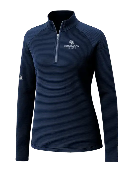 Adidas Womens Navy Spacer Quarter-Zip Pullover  w/Integration Health Logo