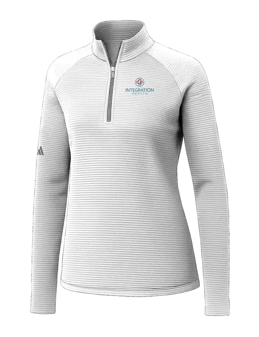 Adidas Womens White Spacer Quarter-Zip Pullover  w/Integration Health Logo