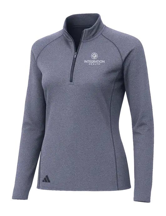 Adidas Womens Navy Melange Space Dyed Quarter-Zip Pullover  w/Integration Health Logo