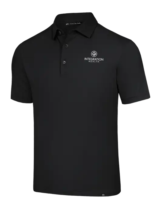 TravisMathew Black Glenview Solid Polo w/Integration Health Logo