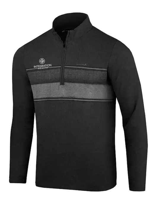 TravisMathew Black Balboa Chest Stripe Quarter Zip w/Integration Health Logo
