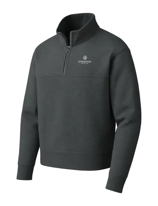 Mercer+Mettle Dark Grey Linear Texture Quarter Zip w/Integration Health Logo