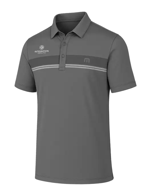 TravisMathew Medium Grey Glenview Stripe Polo w/Integration Health Logo