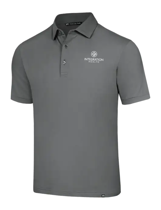 TravisMathew Grey Glenview Solid Polo w/Integration Health Logo