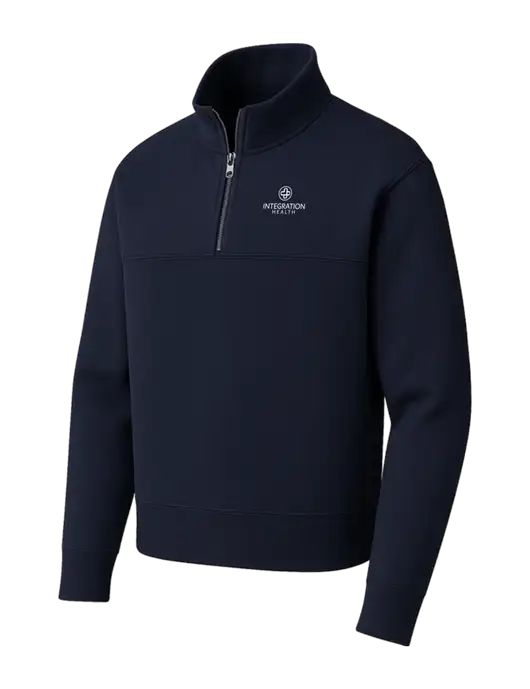 Mercer+Mettle Dark Navy Linear Texture Quarter Zip w/Integration Health Logo