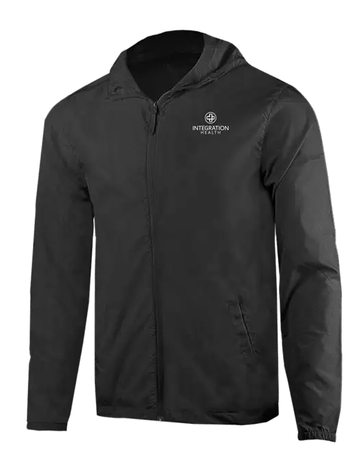 Rainy Day Ultra Lightweight Black Windbreaker Full-Zip Jacket w/Integration Health Logo