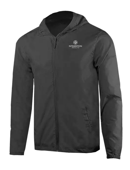 Rainy Day Ultra Lightweight Dark Grey Windbreaker Full-Zip Jacket w/Integration Health Logo