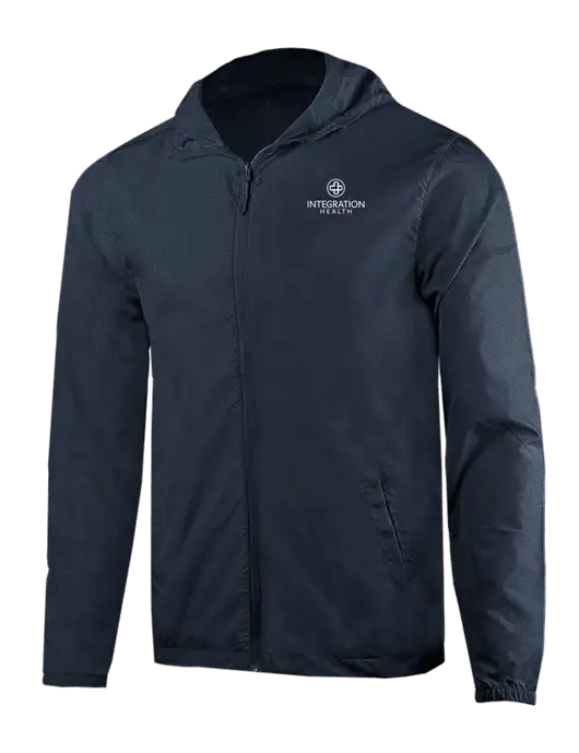 Rainy Day Ultra Lightweight Navy Windbreaker Full-Zip Jacket w/Integration Health Logo