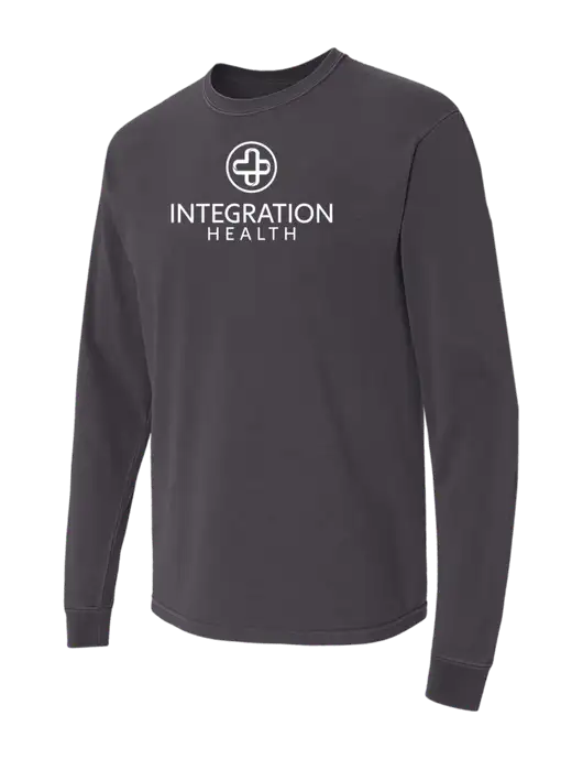 Comfort Colors Garment-Dyed Dark Grey Heavyweight Long Sleeve T-Shirt w/Integration Health Logo
