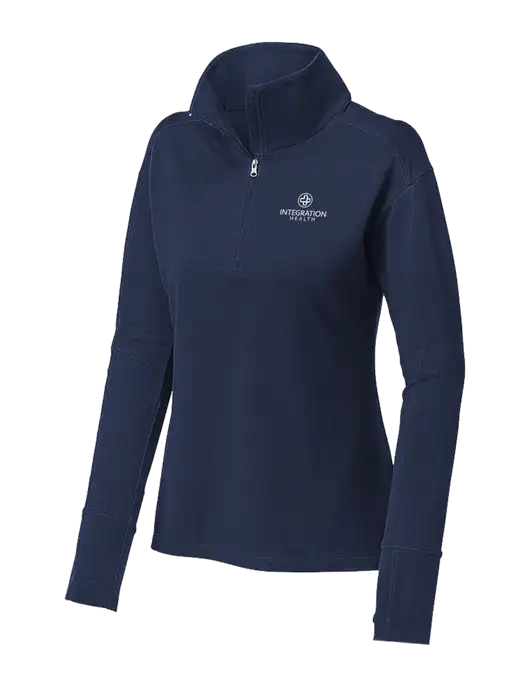 Womens Sport-Wick Flex Fleece Dark Navy 1/4-Zip w/Integration Health Logo