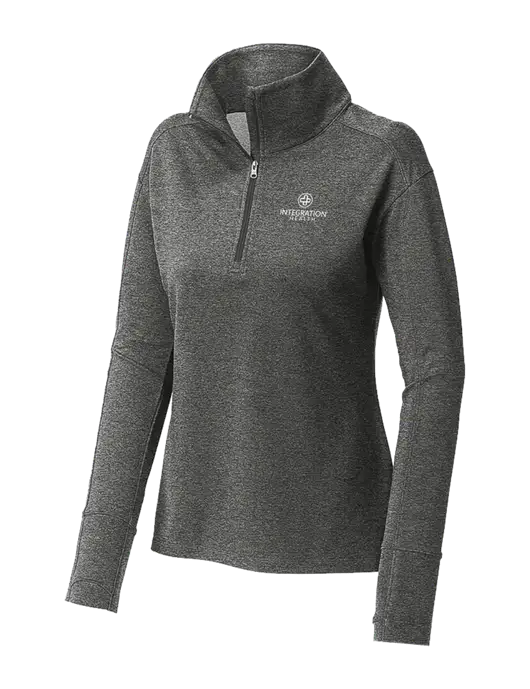 Womens Sport-Wick Flex Fleece Dark Grey Heather 1/4-Zip w/Integration Health Logo