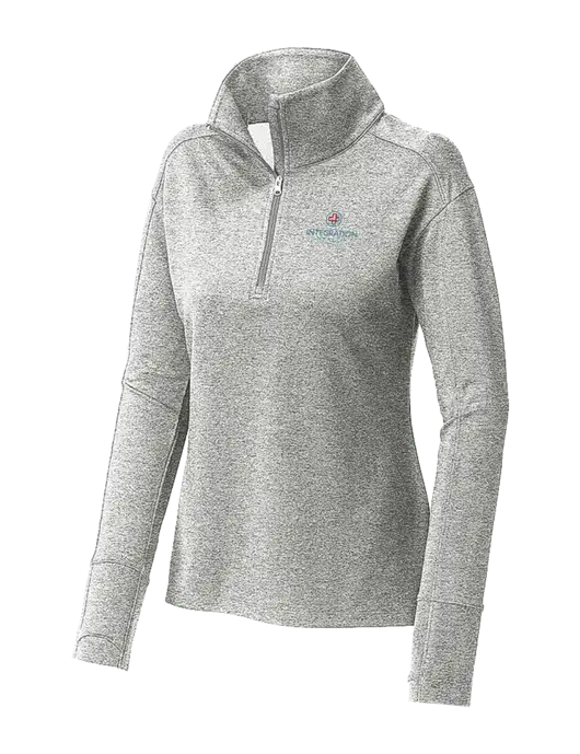 Womens Sport-Wick Flex Fleece Light Grey Heather 1/4-Zip w/Integration Health Logo