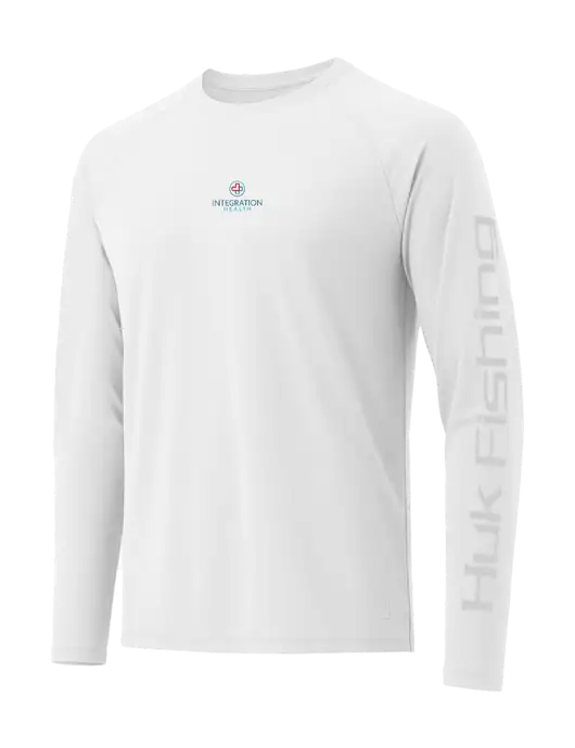 HUK White LoPro Pursuit Long Sleeve T-Shirt w/Integration Health Logo
