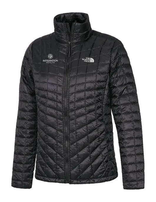 North Face Womens Matte Black ThermoBall Trekker Jacket w/Integration Health Logo